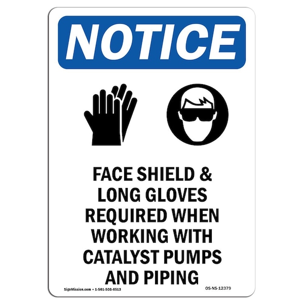 OSHA Sign, Face Shield & Long With Symbol, 5in X 3.5in Decal, 10PK, 3.5" W, 5" H, Portrait, PK10